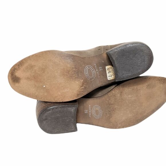 LAVORAZIONE ARTIGIANA Tan Italian  Suede Leather Western Stitched Boots 39 - Picture 8 of 10